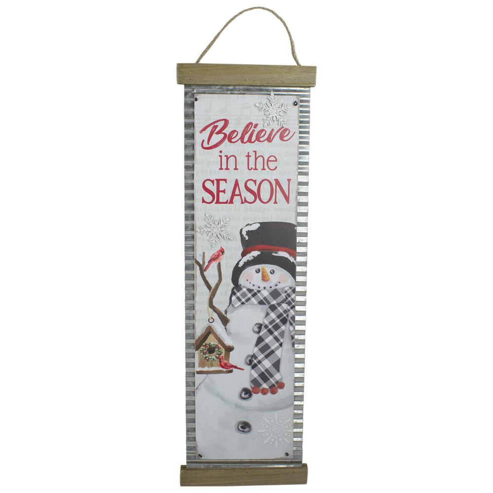 26" Believe in the Season Galvanized Christmas Wall Decor. Picture 1