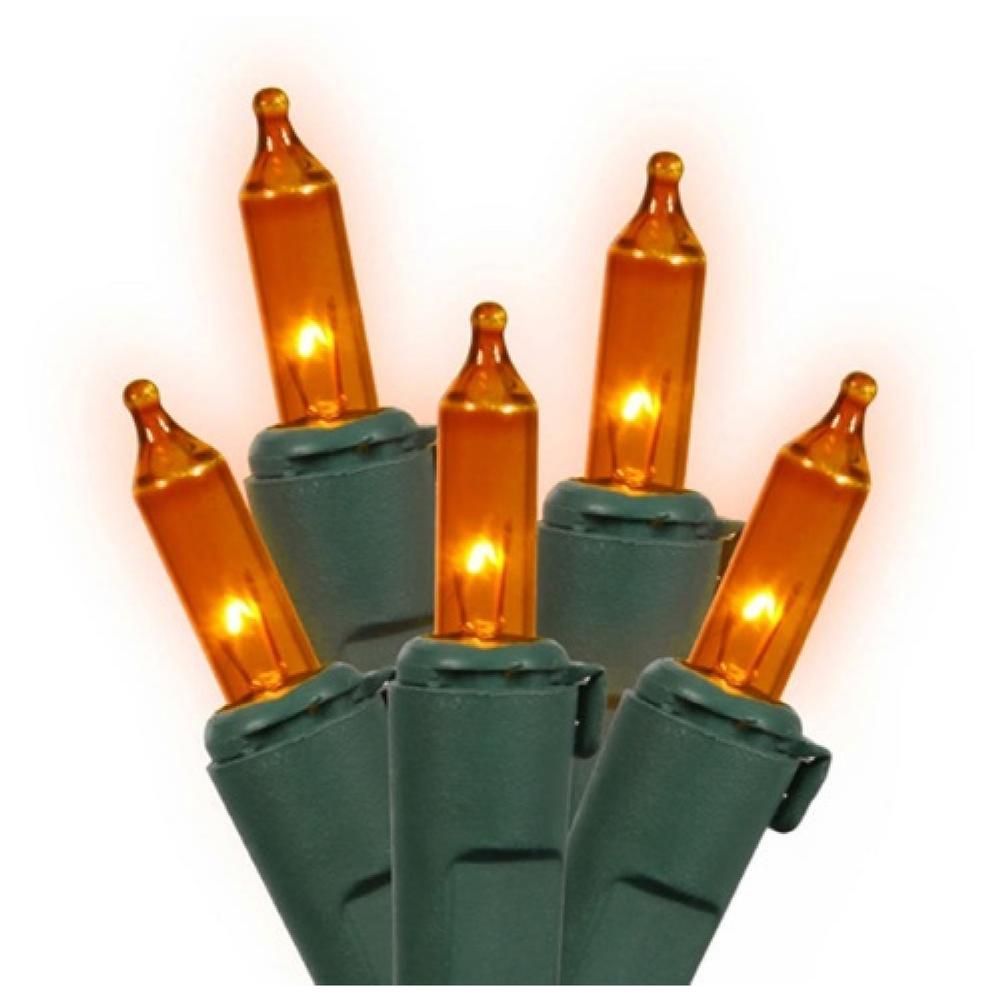 4' x 6' Orange Mini Incandescent Net Style Christmas Lights - Green Wire. Picture 1