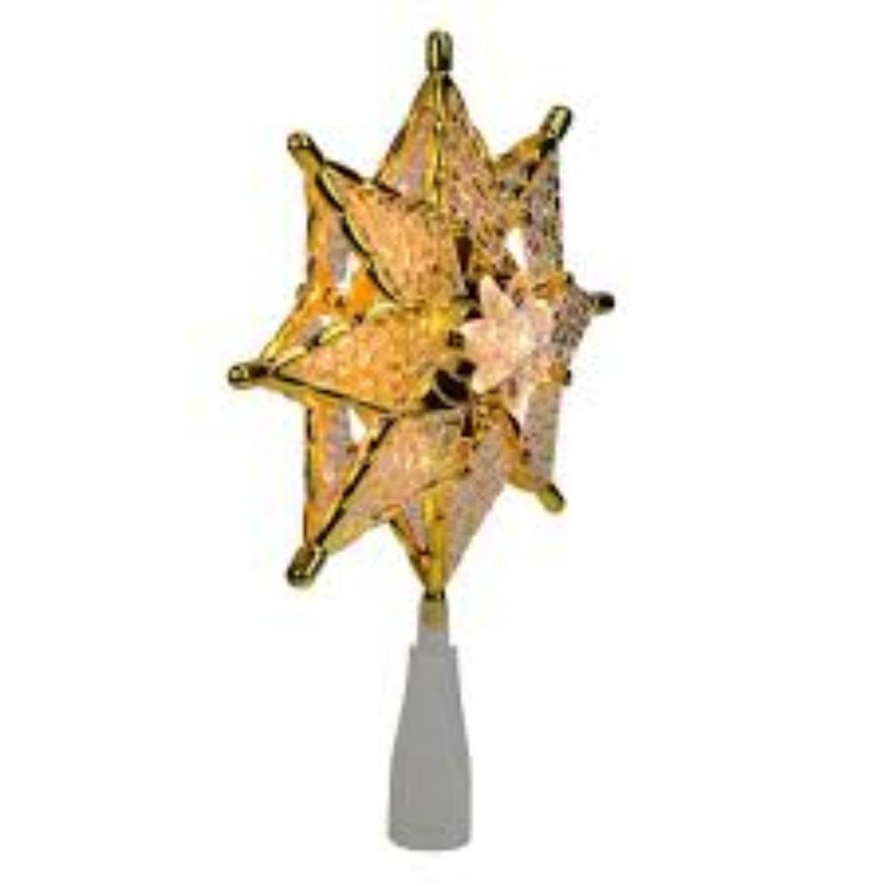 8" Amber Mosaic Star Christmas Tree Topper - Clear Lights. Picture 3