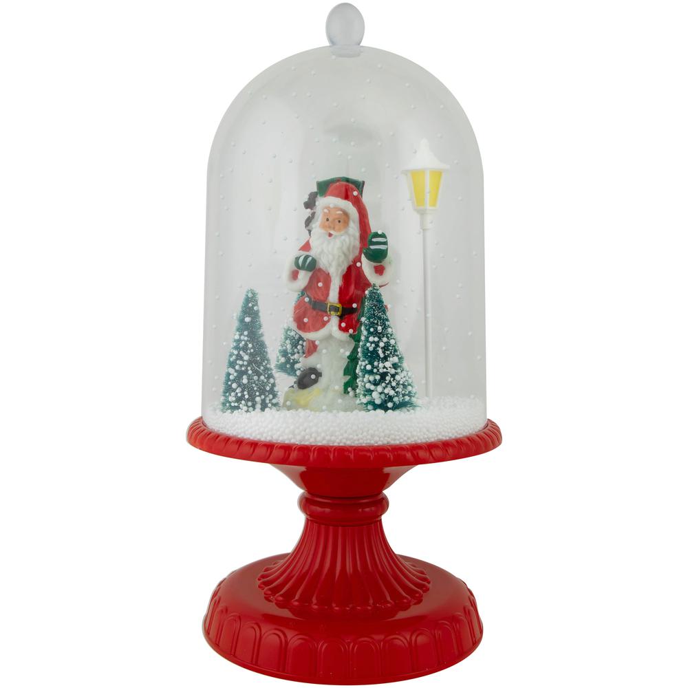 13.5" LED Lighted Snowing Musical Santa Under Cloche Christmas Decoration. Picture 1