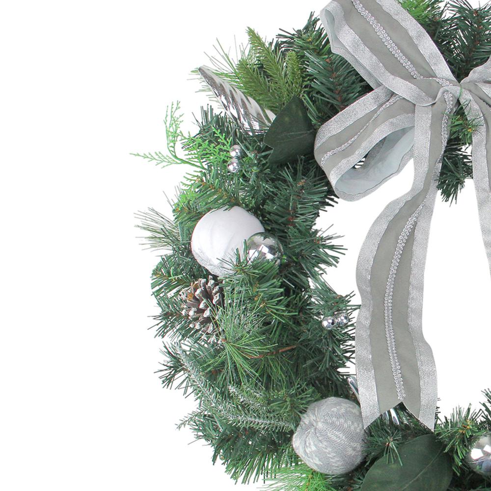 Bow and Pine Cone Artificial Christmas Wreath - 24-Inch  Unlit. The main picture.