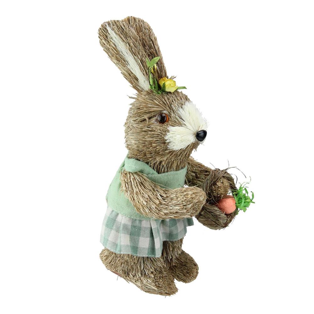 10.5" Sisal Easter Bunny Rabbit Spring Figure with Carrot Basket. Picture 2