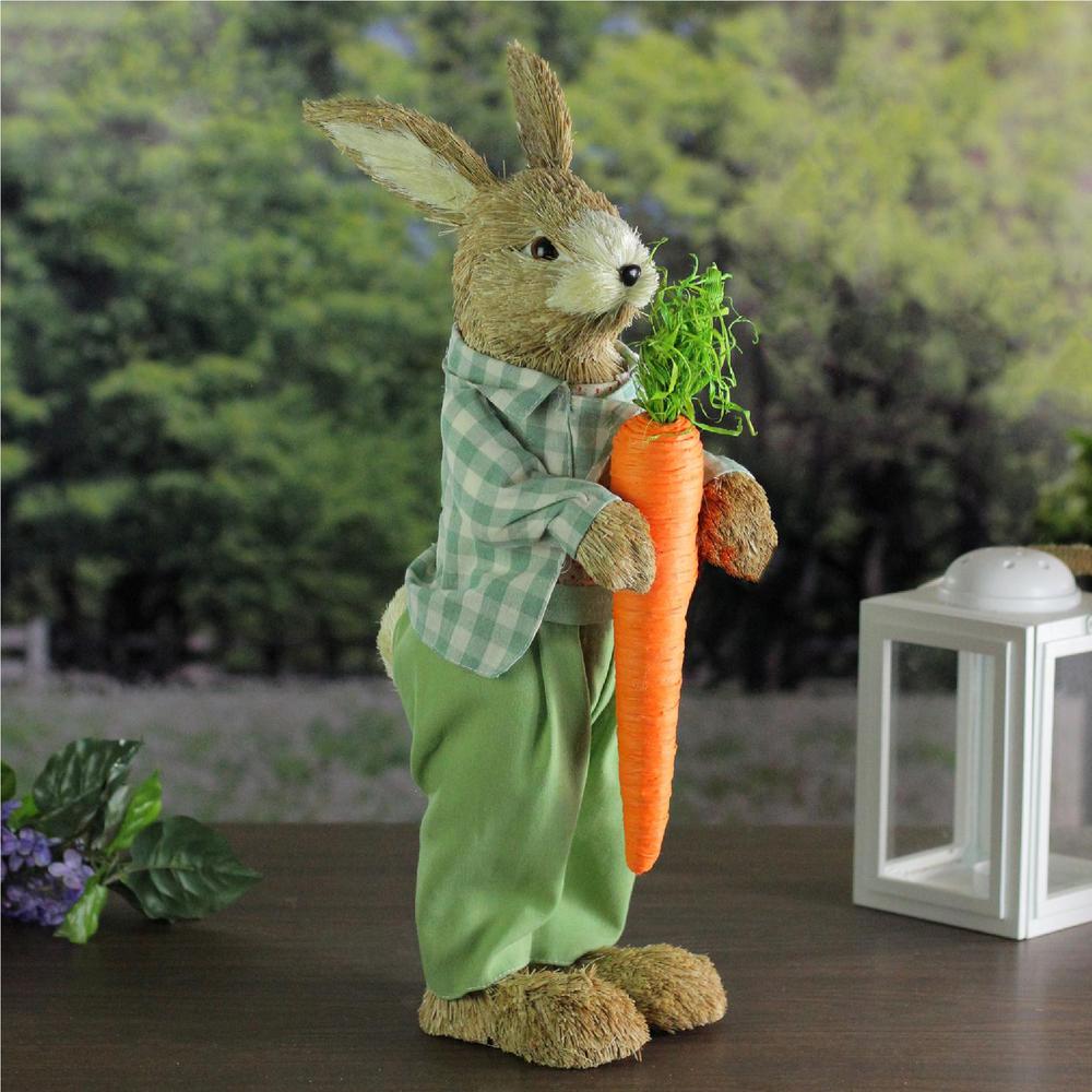 19" Spring Sisal Standing Bunny Rabbit Figure with Carrot. Picture 3