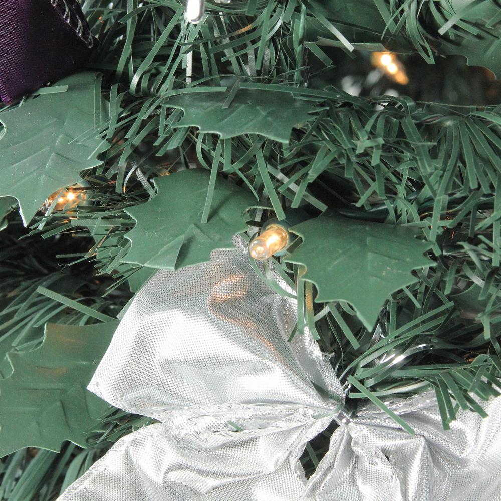6' Pre-Lit Purple and Silver Pre-Decorated Pop-Up Artificial Christmas Tree. Picture 3