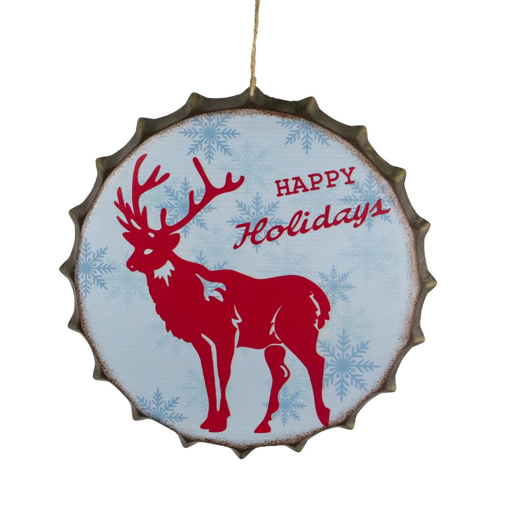 12" Blue and Red Happy Holidays Christmas Wall Decor. Picture 1