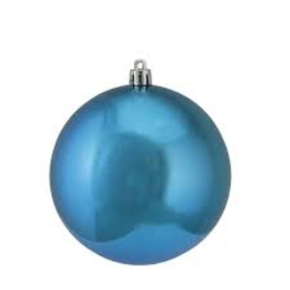 72ct Turquoise Blue and Silver 2-Finish Glass Christmas Ball Ornaments 4" (100mm). Picture 5