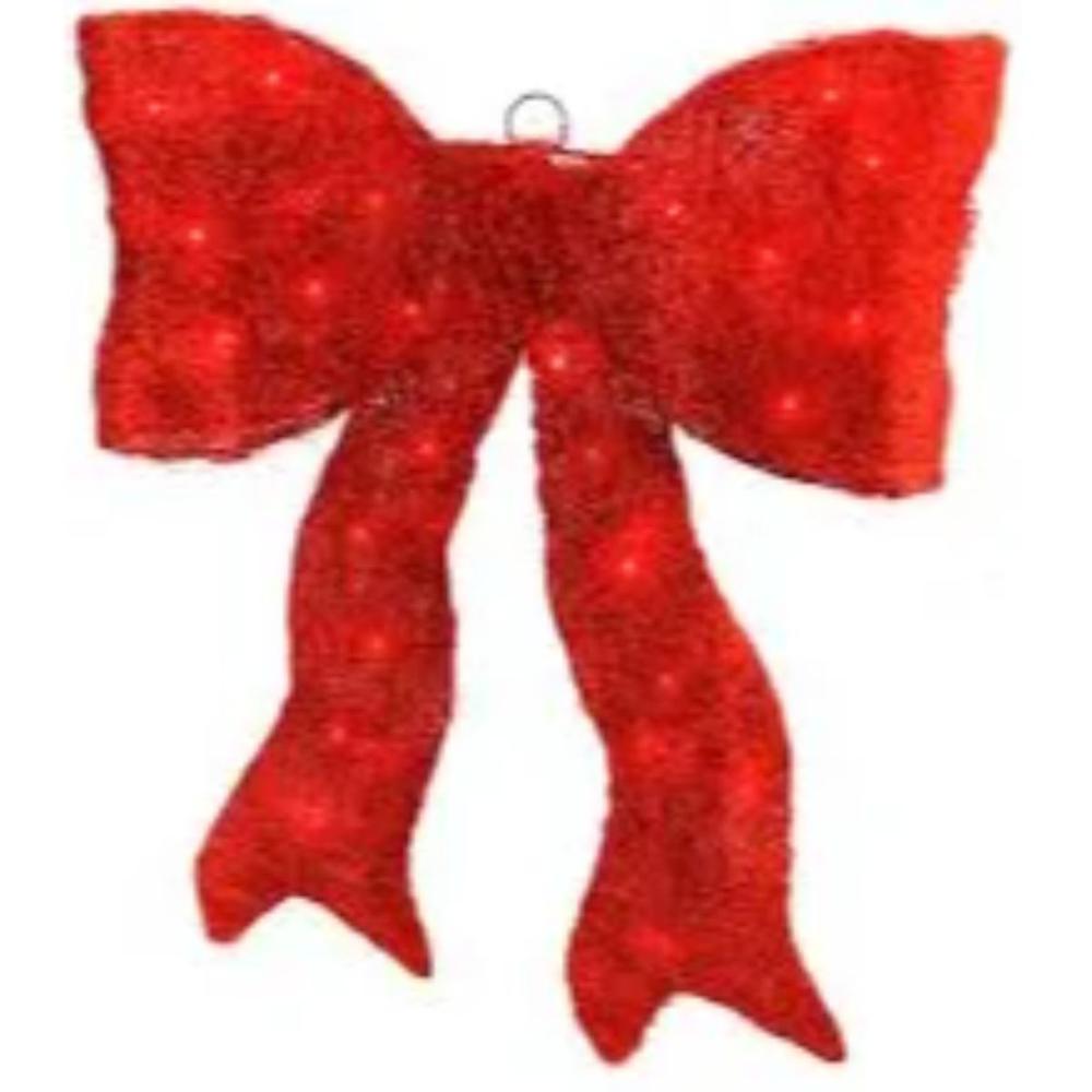 18" Sparkling Red Lighted Bow Christmas Outdoor Decoration. Picture 3