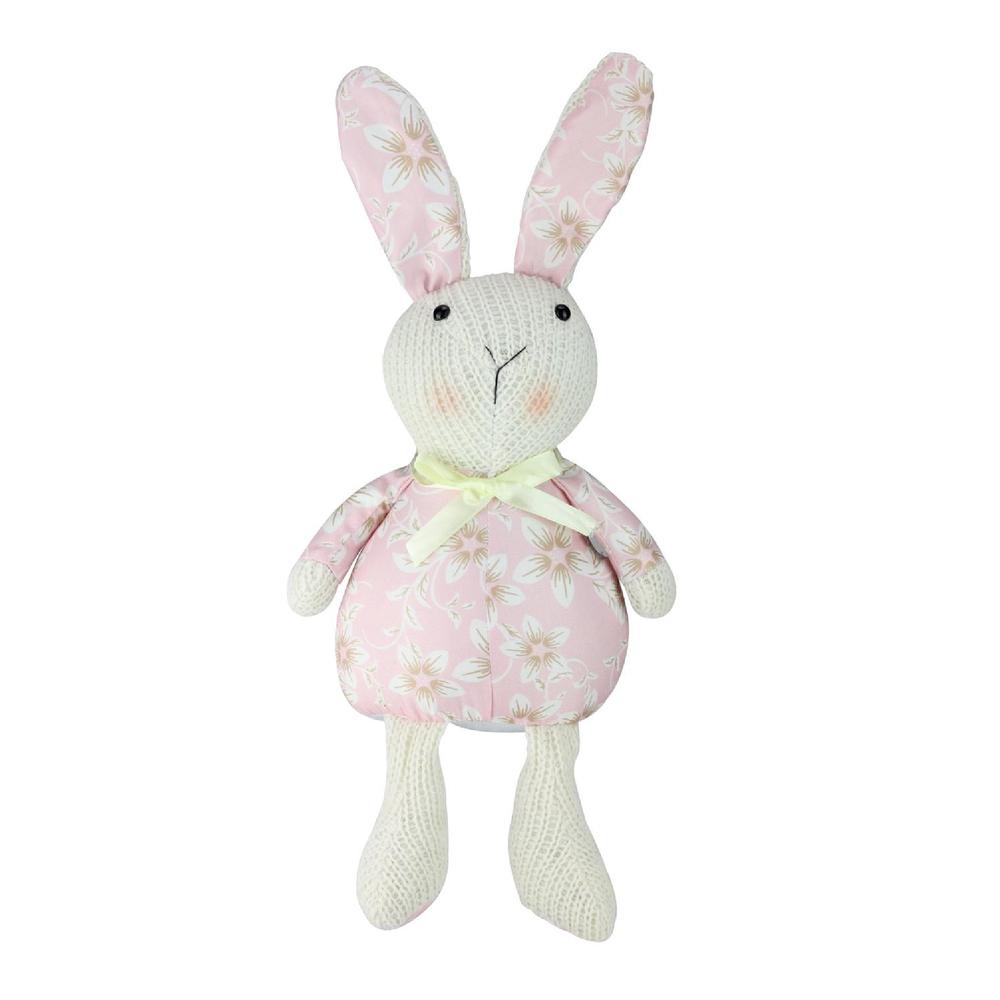 17" Pink Floral Easter Bunny Rabbit Spring Figure. Picture 1