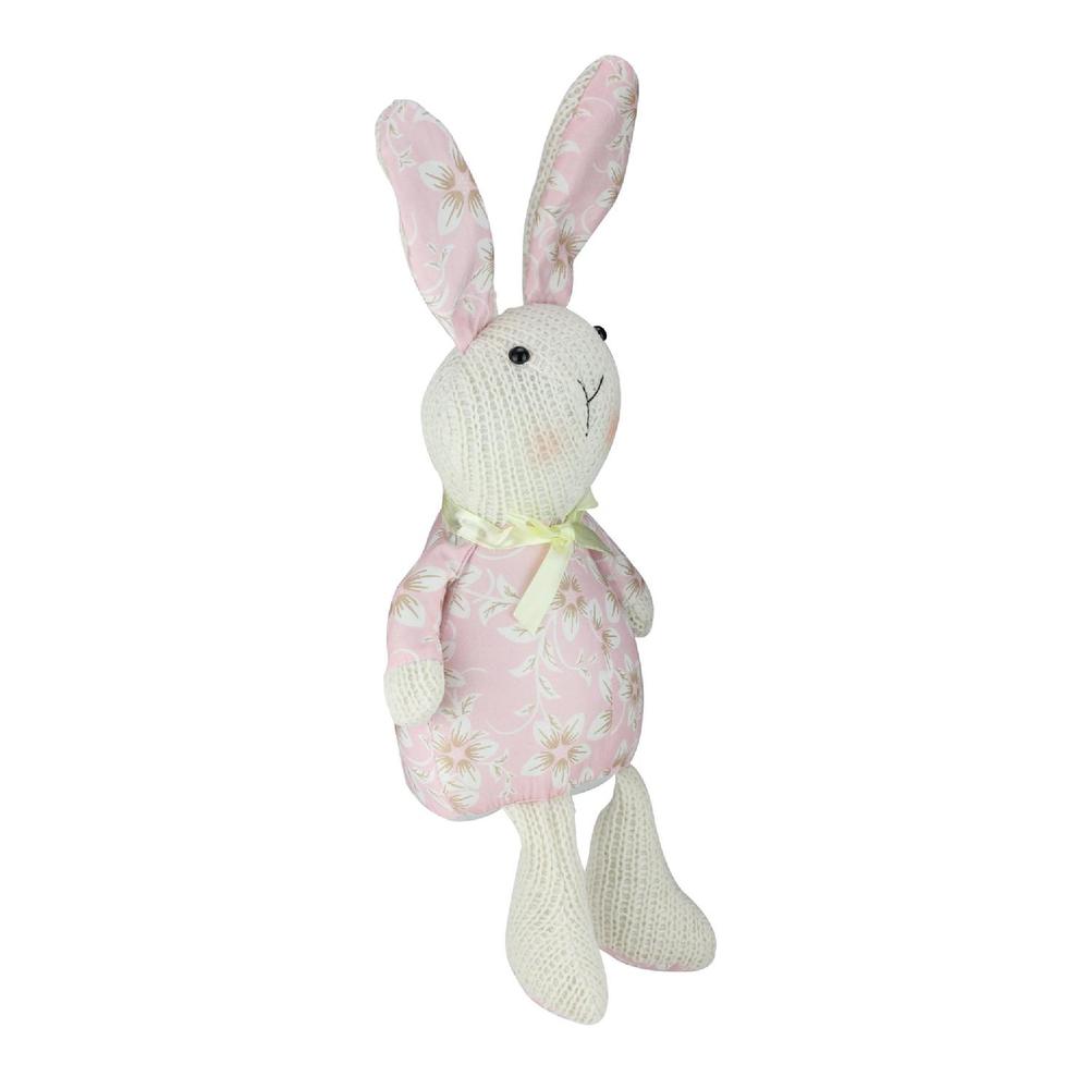 17" Pink Floral Easter Bunny Rabbit Spring Figure. Picture 2