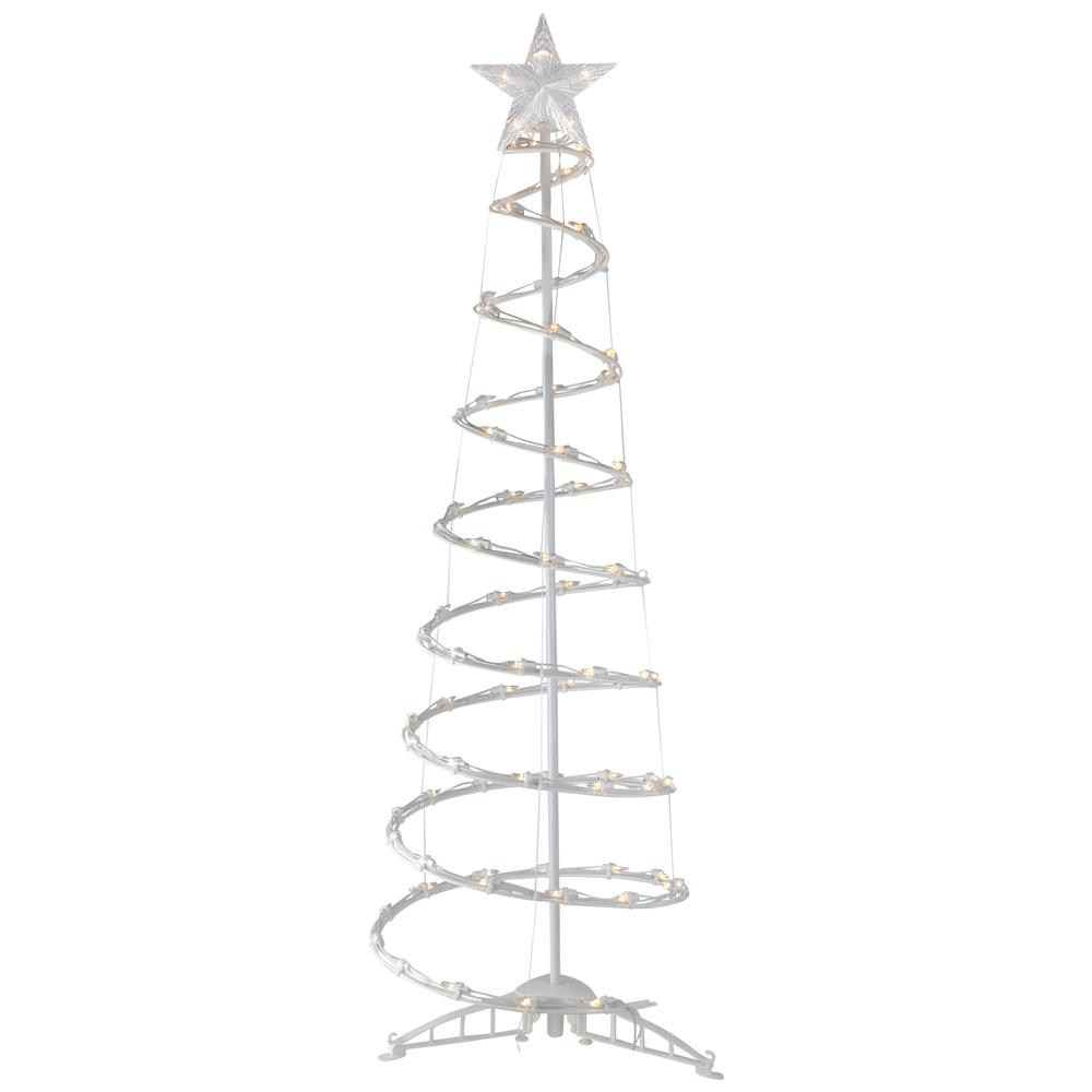 4ft Lighted Spiral Cone Tree Outdoor Christmas Decoration  Clear Lights. Picture 1