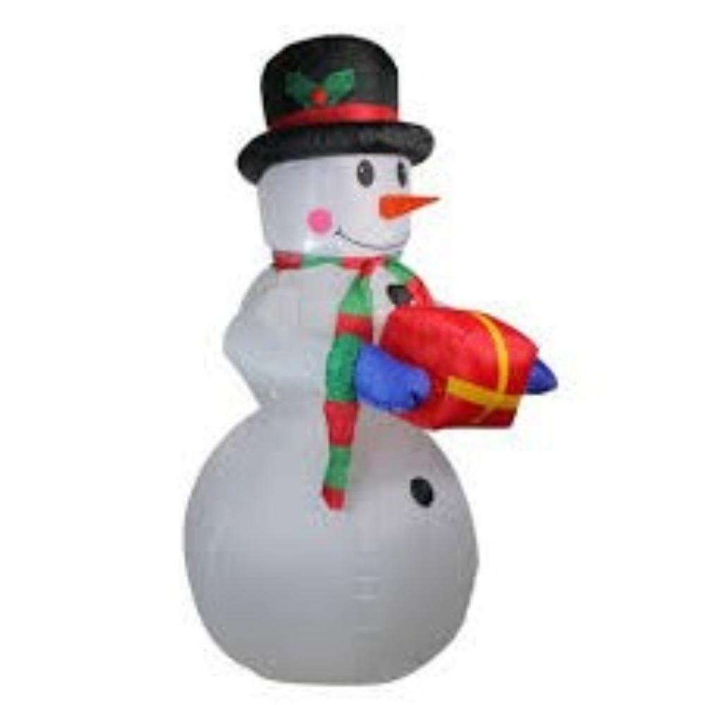 5' Pre-Lit White and Red Inflatable Lighted Snowman Christmas Yard Art Decor. Picture 3