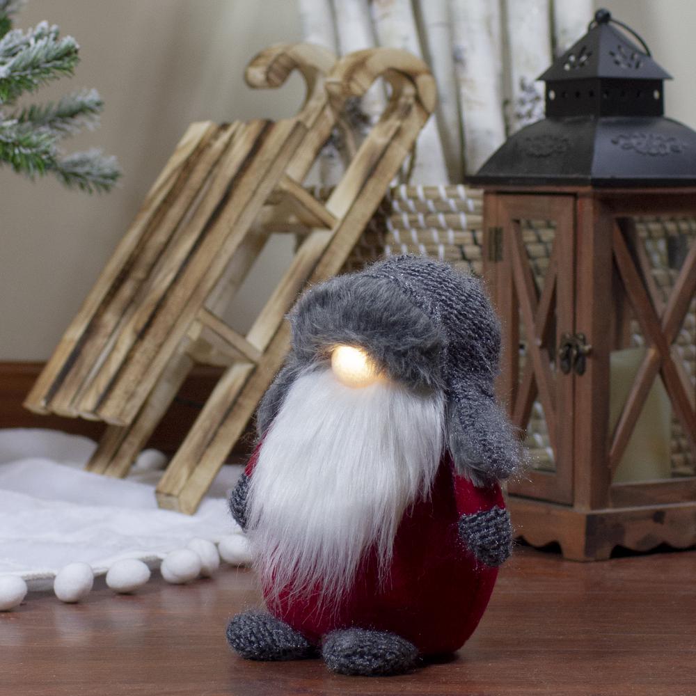 8.25" LED Lighted Red and Gray Gnome Christmas Figure. Picture 2