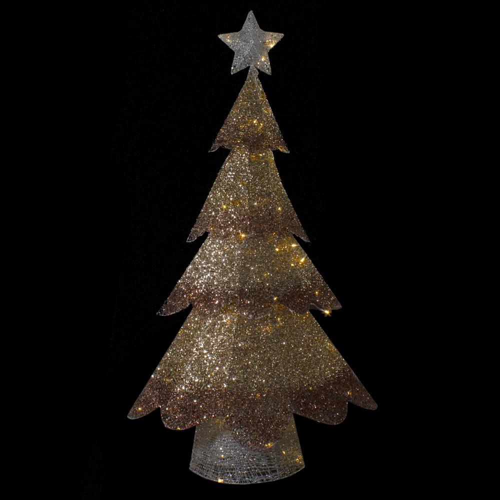 46-Inch LED Lighted Bronze Gold Mesh Christmas Tree Outdoor Decoration. Picture 2