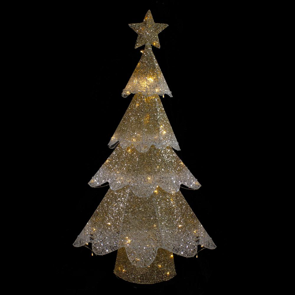 46" LED Lighted Gold Mesh Christmas Tree Outdoor Decoration. Picture 2