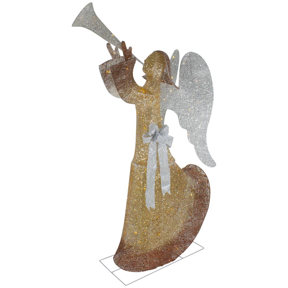 63" Gold LED Lighted Angel with Trumpet Outdoor Christmas Decoration. Picture 2