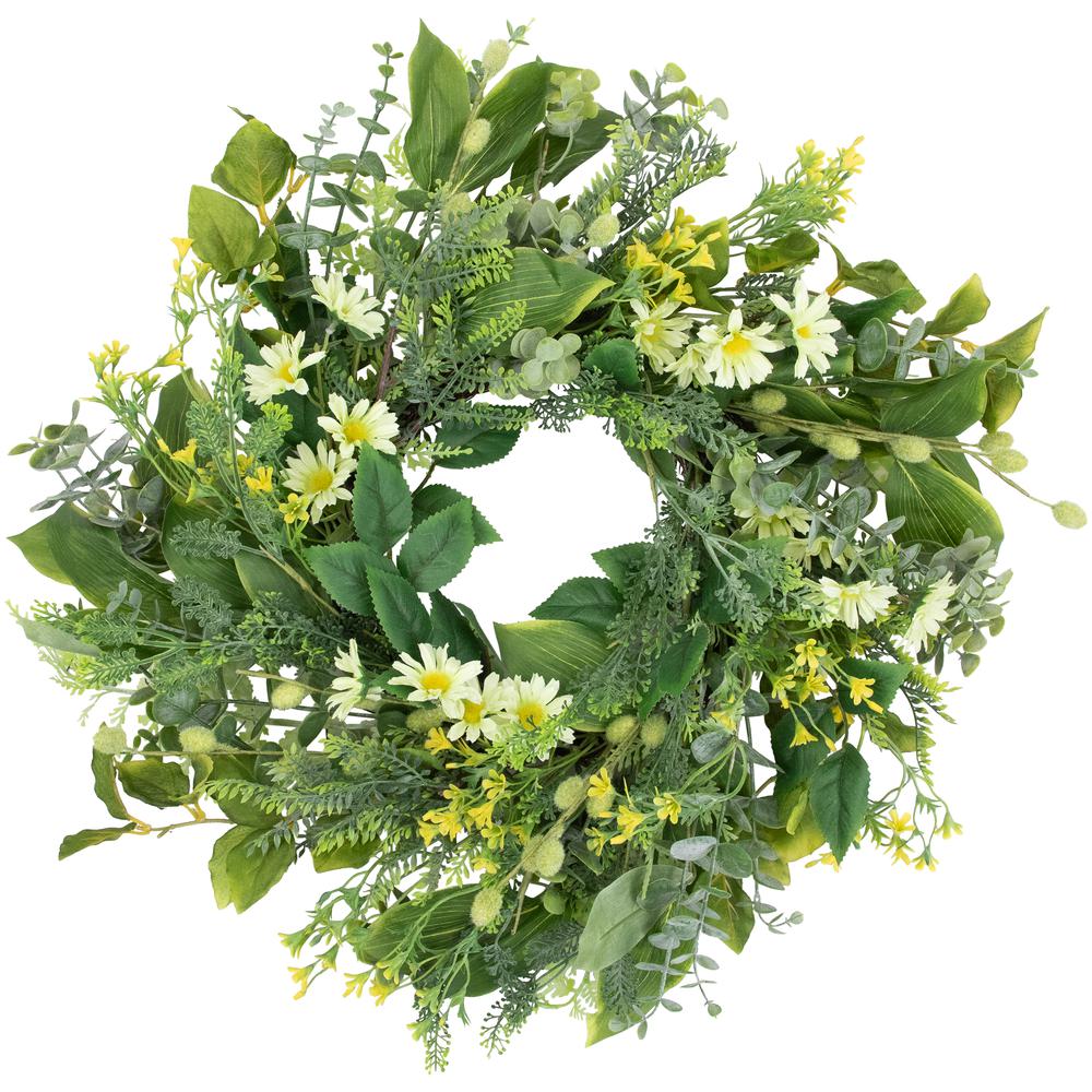 Mixed Foliage and Daisy Spring Wreath - 20". Picture 1