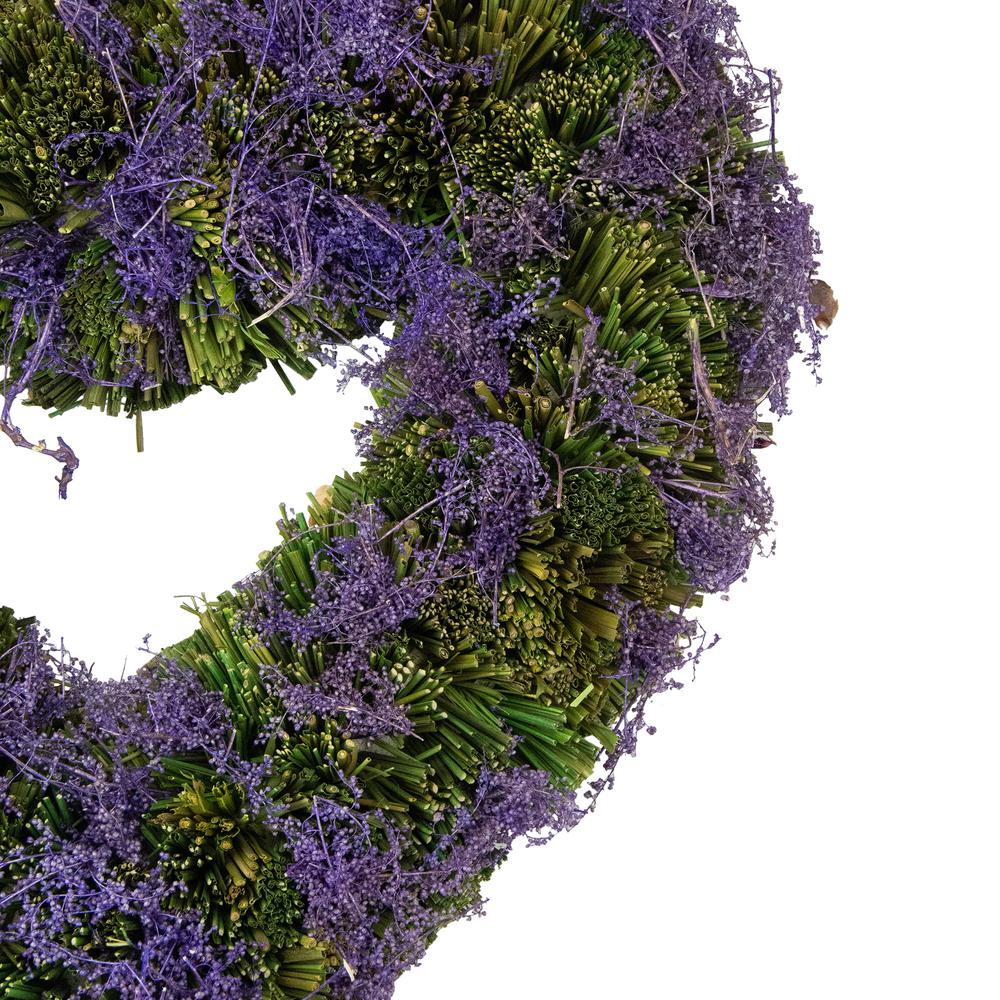 Reindeer Moss Twig Heart-Shaped Spring Floral Wreath  Purple and Green 14.5-Inch. Picture 3