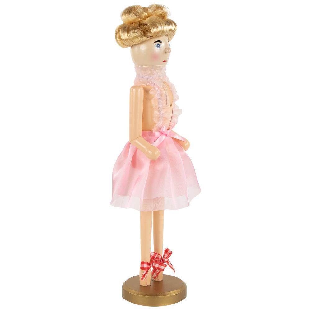 15.5" Pink Tutu Blonde Wooden Ballerina Wooden Christmas Nutcracker. Picture 4
