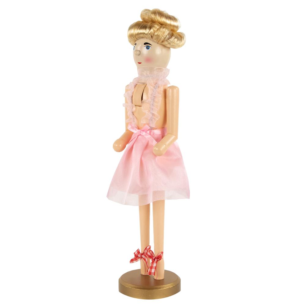 15.5" Pink Tutu Blonde Wooden Ballerina Wooden Christmas Nutcracker. Picture 3
