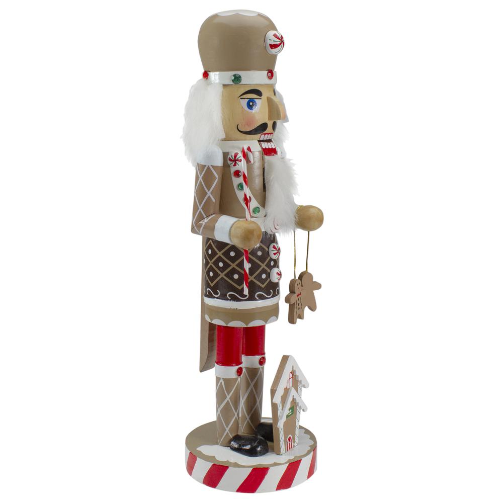 14" Beige and Red Wooden Christmas Nutcracker Gingerbread Chef. Picture 4
