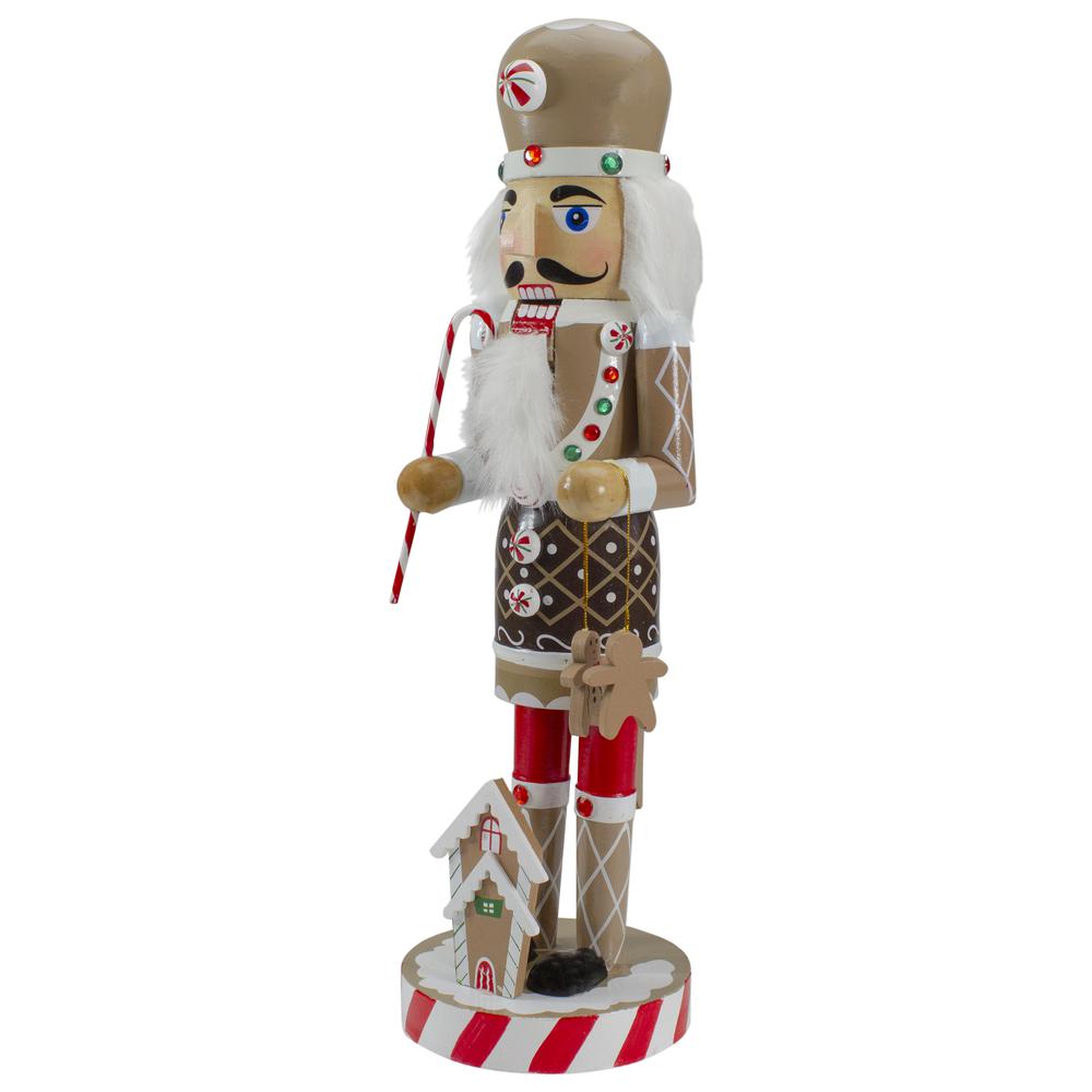 14" Beige and Red Wooden Christmas Nutcracker Gingerbread Chef. Picture 3
