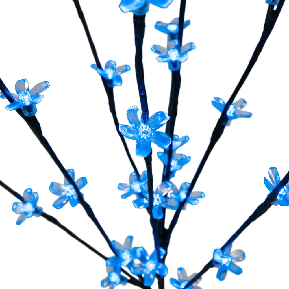 Set of 3 Pre-Lit Cherry Blossom Artificial Tree Branches 2.5' - Blue LED Lights. Picture 3