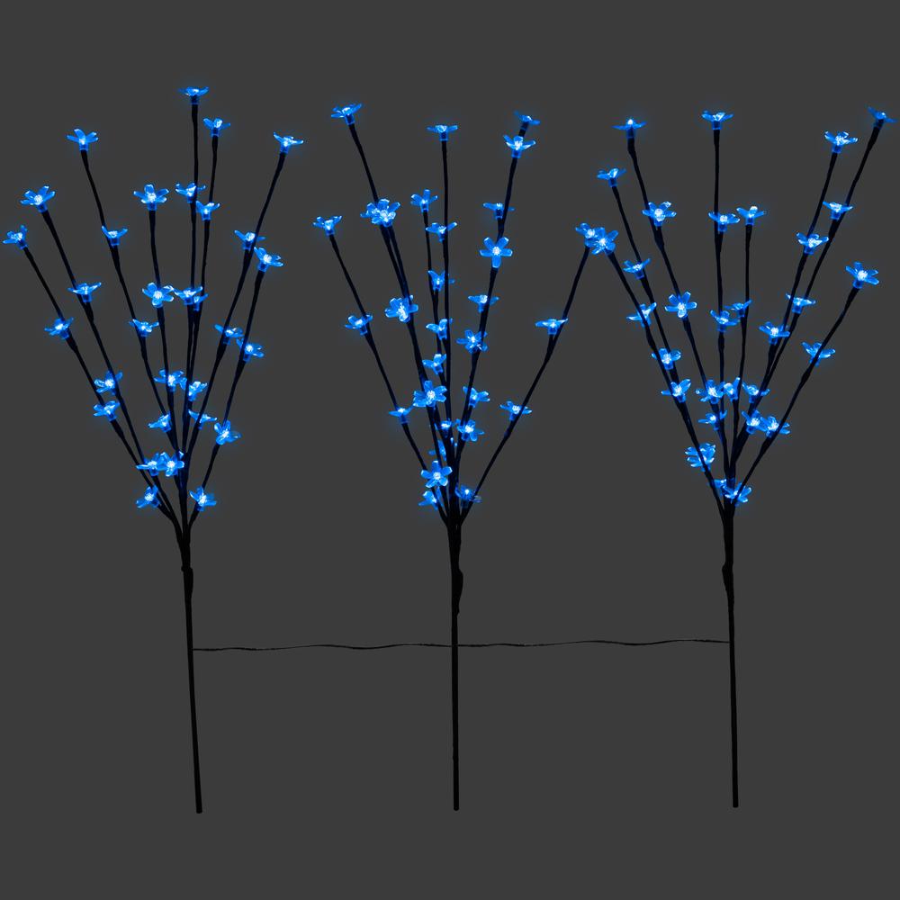 Set of 3 Pre-Lit Cherry Blossom Artificial Tree Branches 2.5' - Blue LED Lights. Picture 5