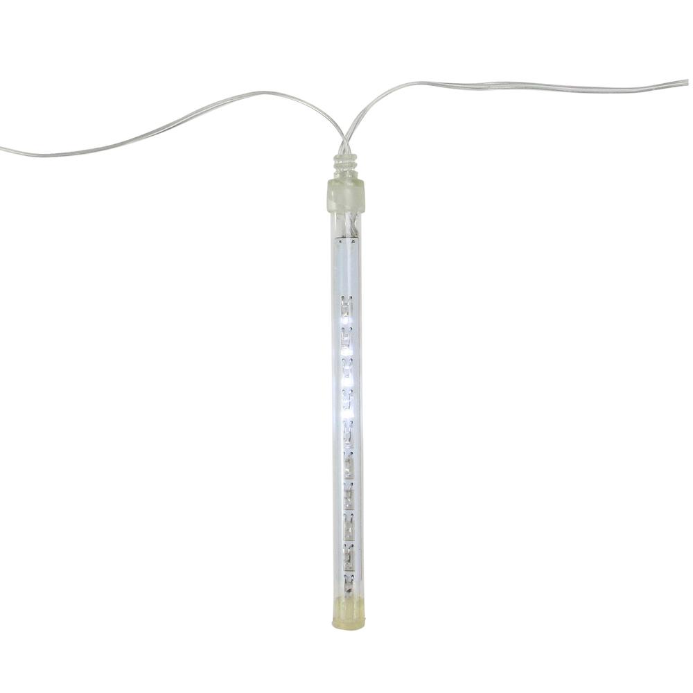 Set of 10 White Transparent Dripping Icicle Snowfall Christmas Light Tubes - 14.25 ft Clear Wire. Picture 1