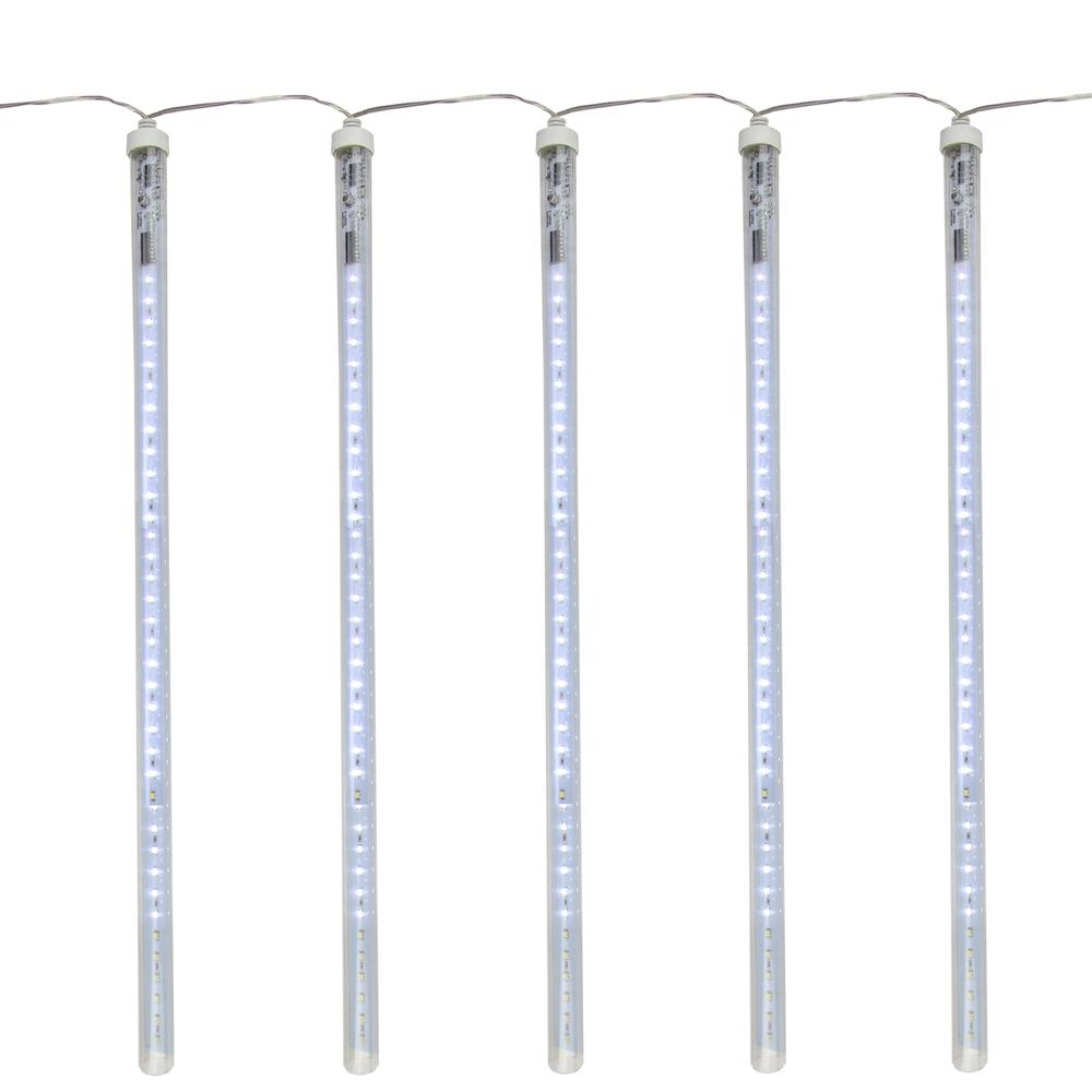 5 Transparent Dripping Icicle Snowfall Christmas Light Tubes - 13.25 ft Clear Wire. Picture 1