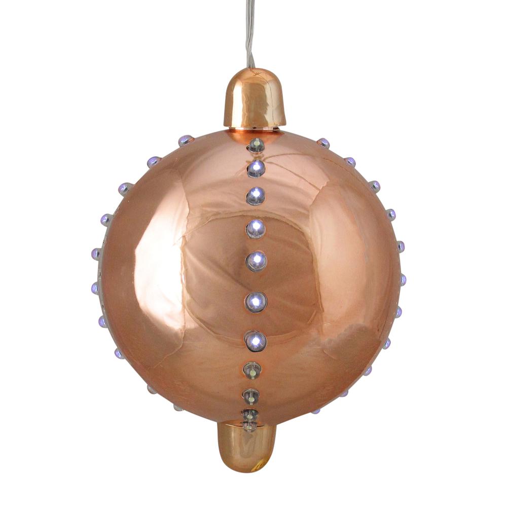 5" Copper Brown Battery Operated LED Lighted Cascading Sphere Christmas Ball Ornament. Picture 1