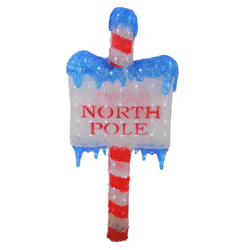 33" LED Lighted Commercial Grade Acrylic "North Pole" Christmas Sign Display Decoration. Picture 1