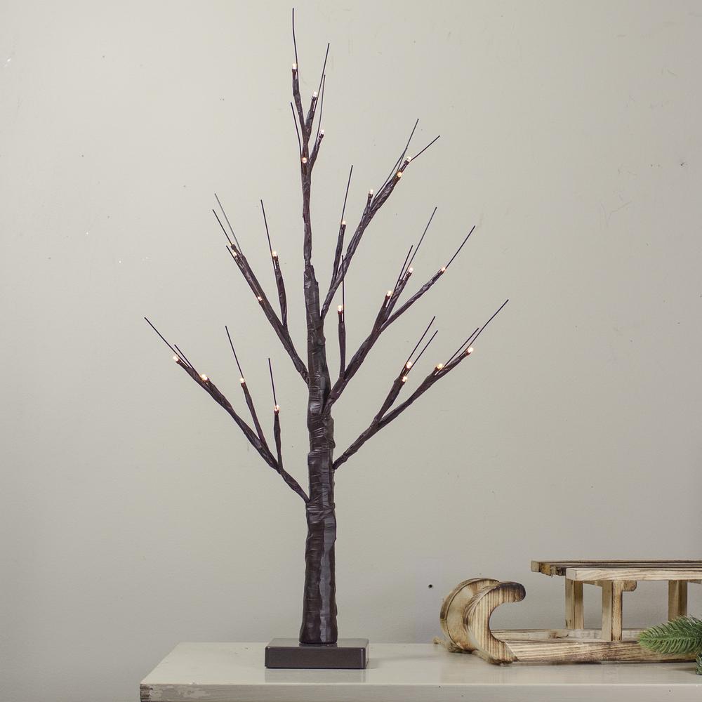 24" Lighted Brown Birch Twig Artificial Christmas Tree - Warm White LED Lights. Picture 2