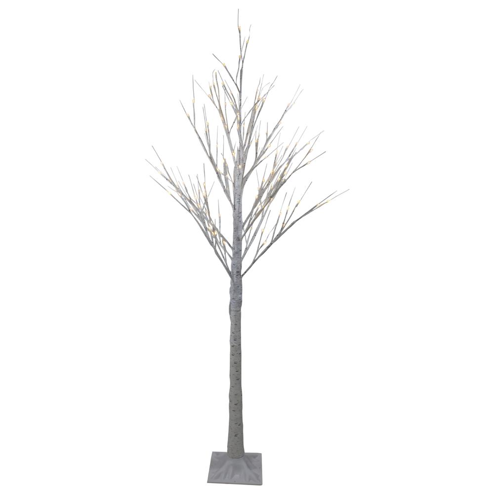 6' Lighted Christmas White Birch Twig Tree Outdoor Decoration - Warm White LED Lights. Picture 1