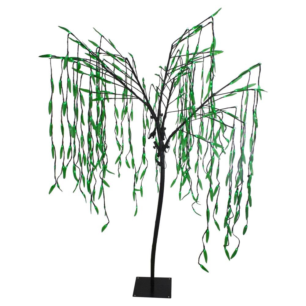 6' Lighted Christmas Willow Tree Outdoor Decoration - Green LED Lights. Picture 1