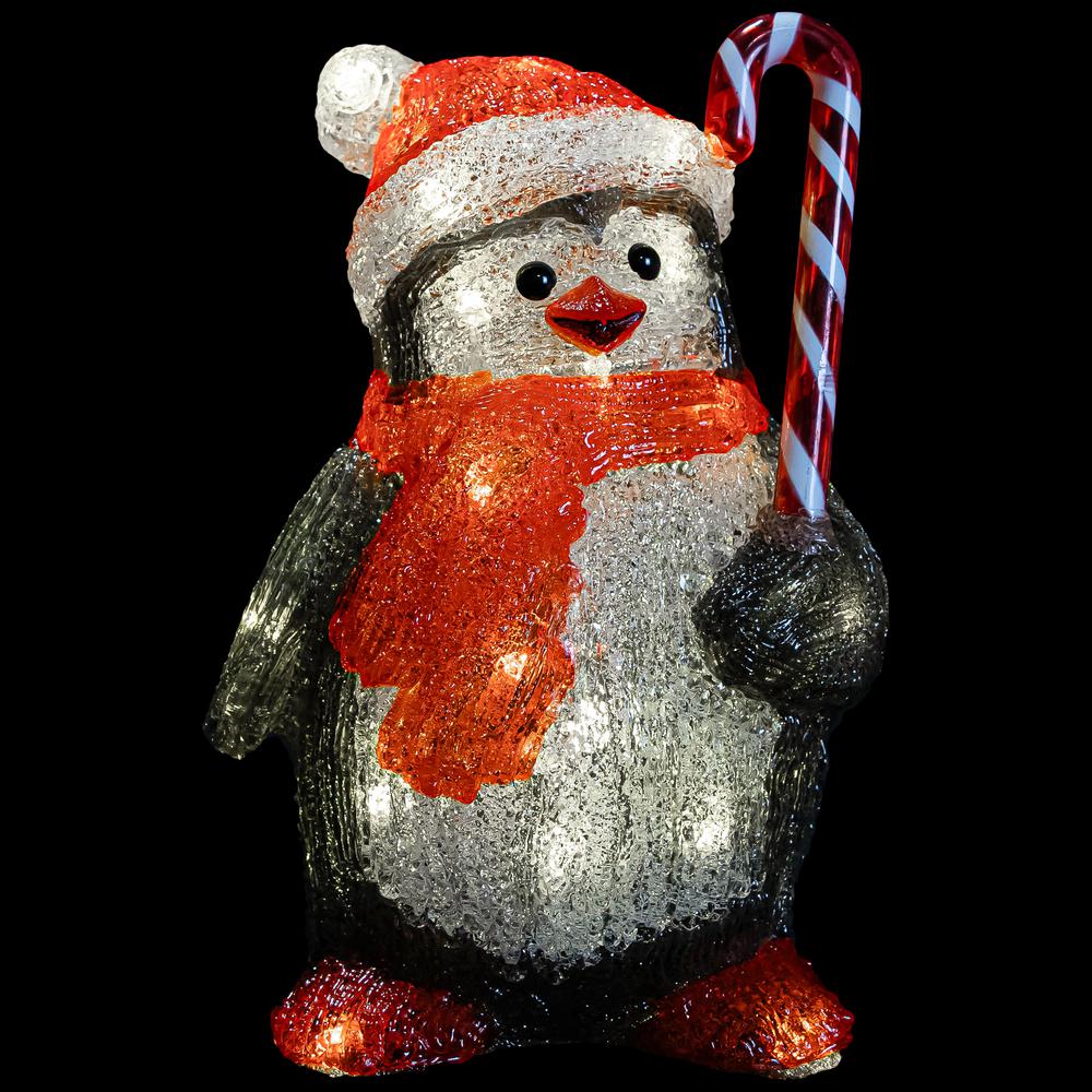 12" LED Lighted Grade Acrylic Santa Penguin Outdoor Christmas Decoration. Picture 2