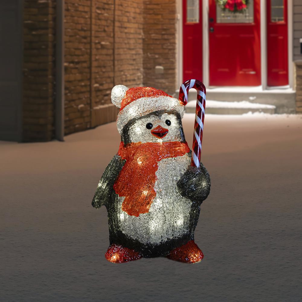 12" LED Lighted Grade Acrylic Santa Penguin Outdoor Christmas Decoration. Picture 1