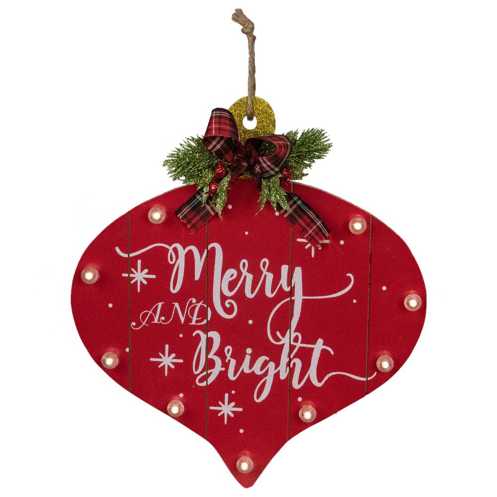 13.75" Red Onion Ornament "Merry And Bright" Christmas Sign. Picture 1