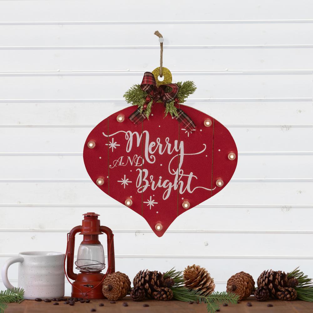 13.75" Red Onion Ornament "Merry And Bright" Christmas Sign. Picture 2