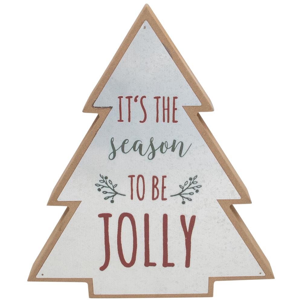 10" Tree Shaped Tis the Season to be Jolly Christmas Sign. Picture 1