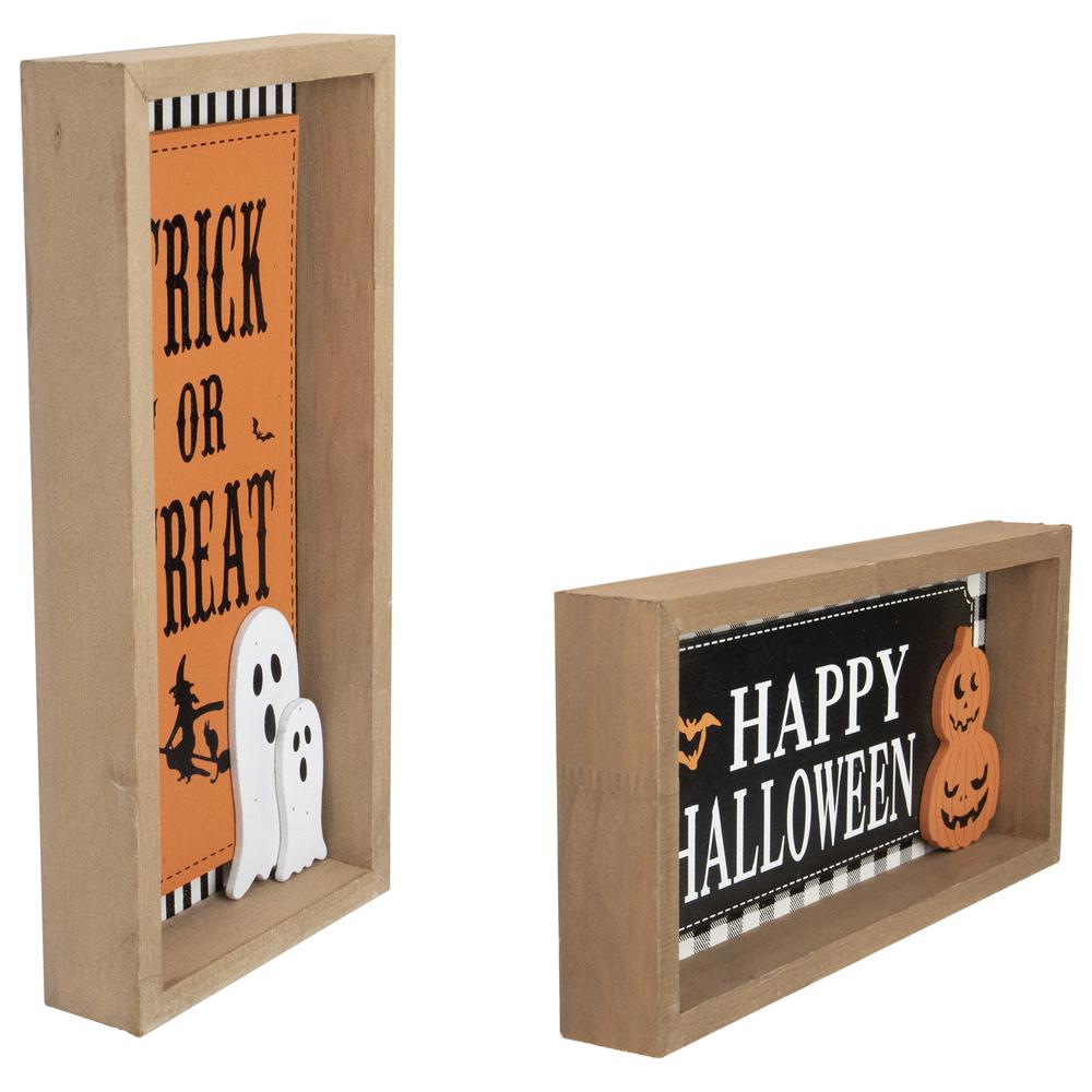 Set of 2 Happy Halloween Wooden Shadow Box Plaques. Picture 5