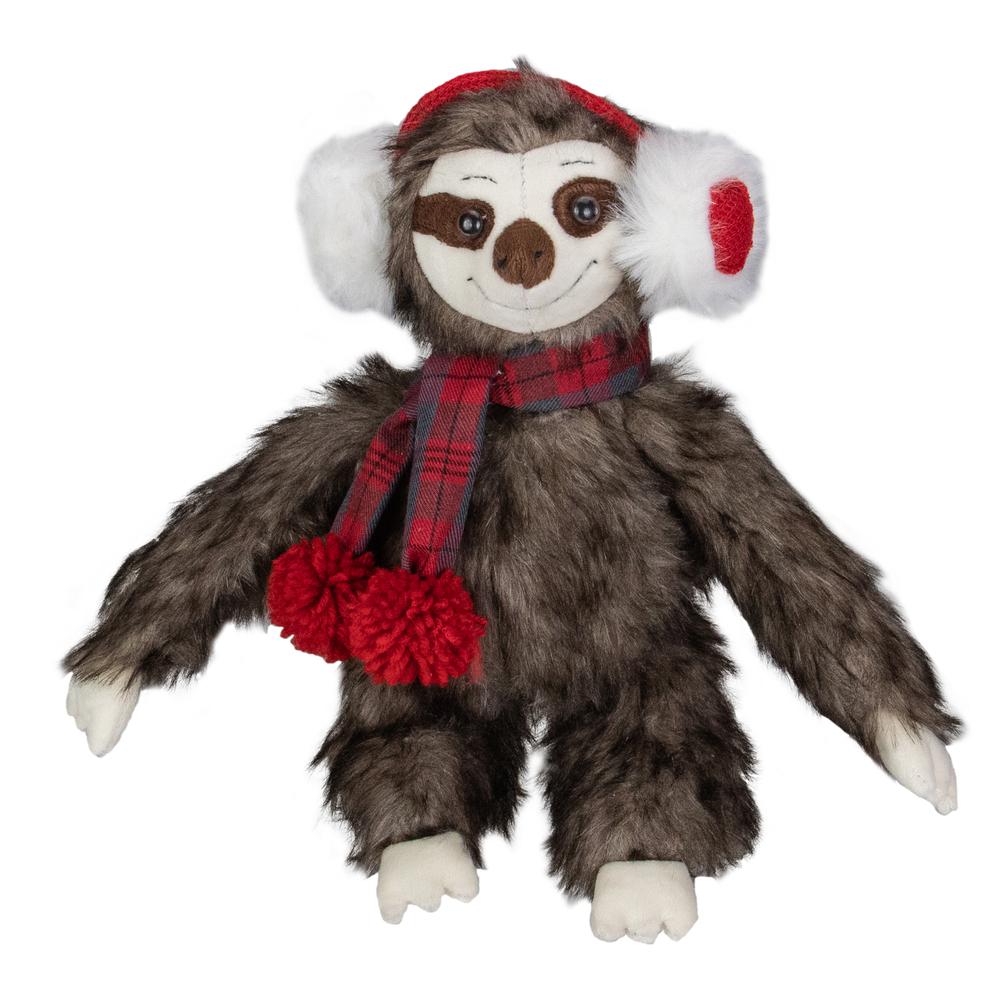 12-Inches Plush Brown Sitting Sloth Christmas Tabletop Decoration. Picture 1