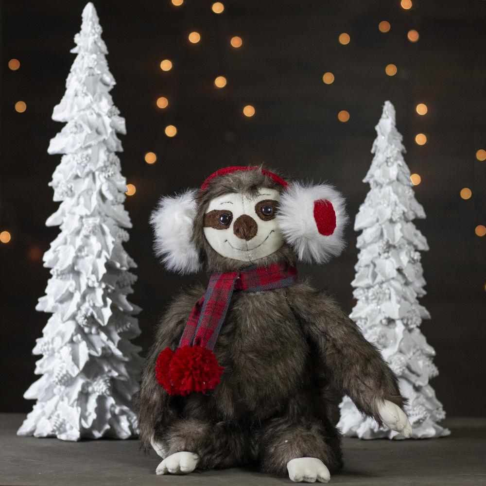 12-Inches Plush Brown Sitting Sloth Christmas Tabletop Decoration. Picture 2