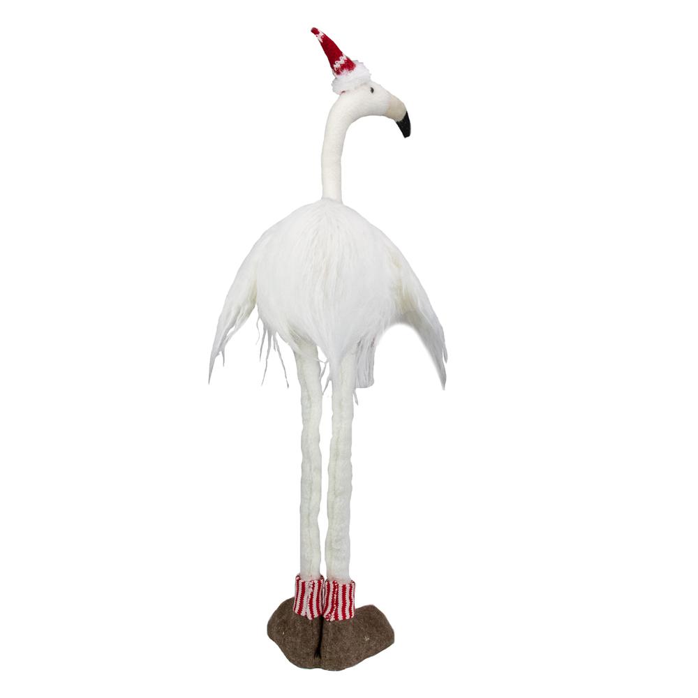 20-Inch Plush White and Red Standing Flamingo Christmas Tabletop Figurine. Picture 5