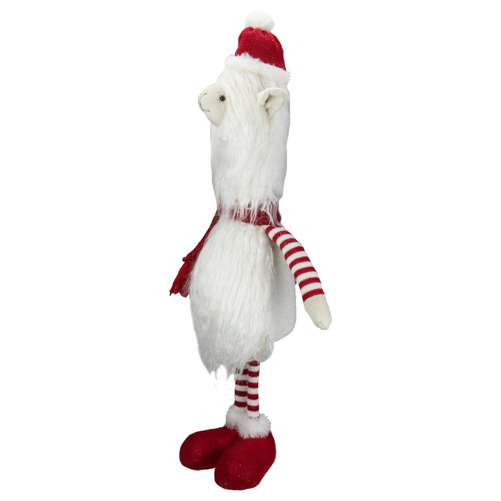 26-Inch Plush Red and White Standing Llama Table Top Christmas Decoration. Picture 3