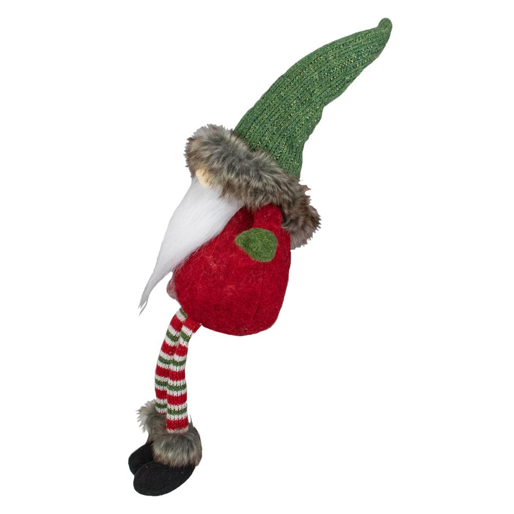 25-Inch Plush Red and Green Sitting Tabletop Gnome Christmas Decoration. Picture 3