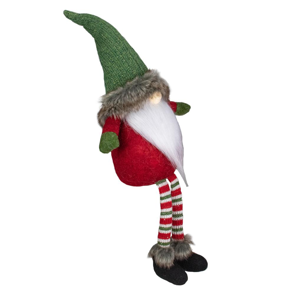 25-Inch Plush Red and Green Sitting Tabletop Gnome Christmas Decoration. Picture 4