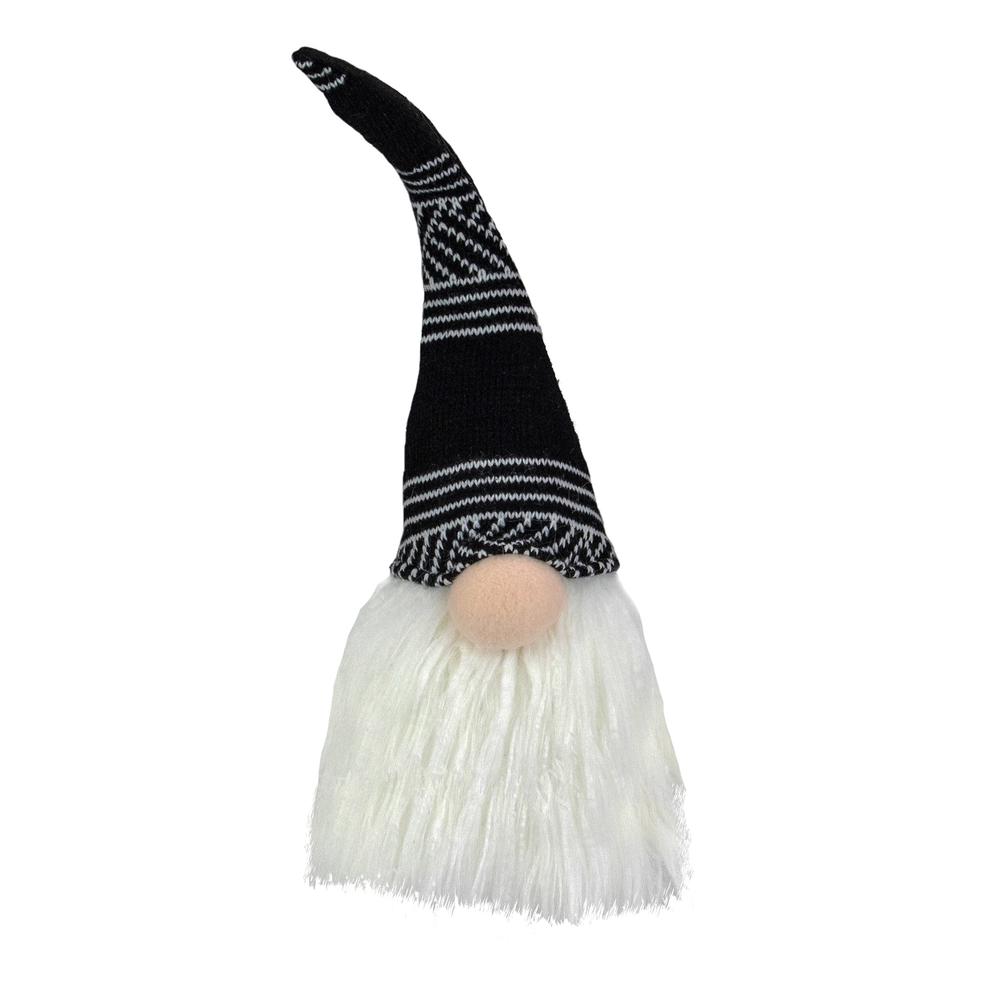 12-Inch Black and White Plush Sitting Christmas Gnome Tabletop Decoration. Picture 1