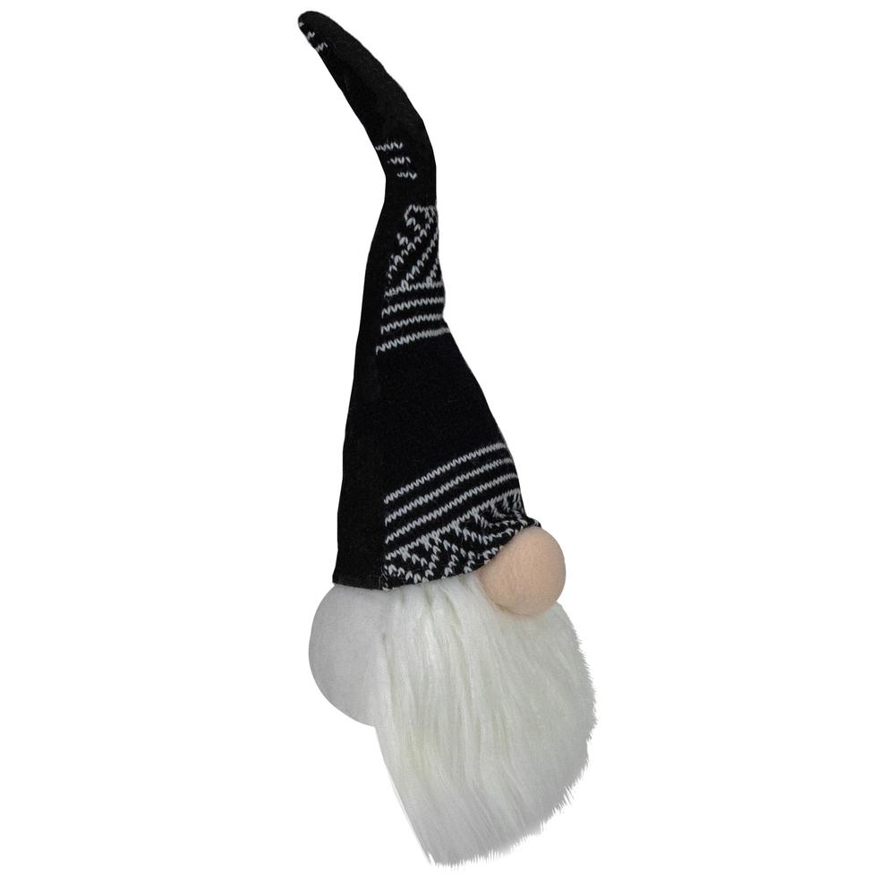 12-Inch Black and White Plush Sitting Christmas Gnome Tabletop Decoration. Picture 4