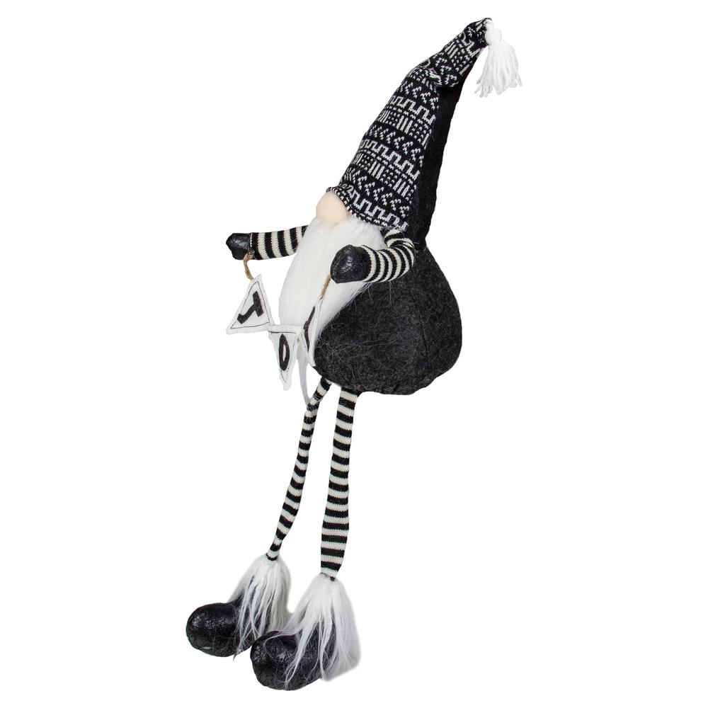 30-Inch Black and White "JOY" Gnome Plush Tabletop Christmas Decoration. Picture 3