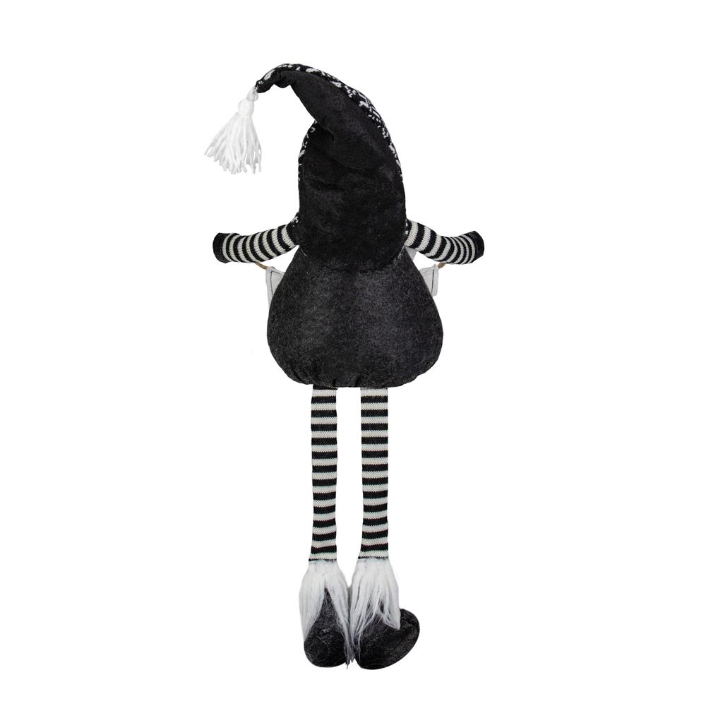 30-Inch Black and White "JOY" Gnome Plush Tabletop Christmas Decoration. Picture 5